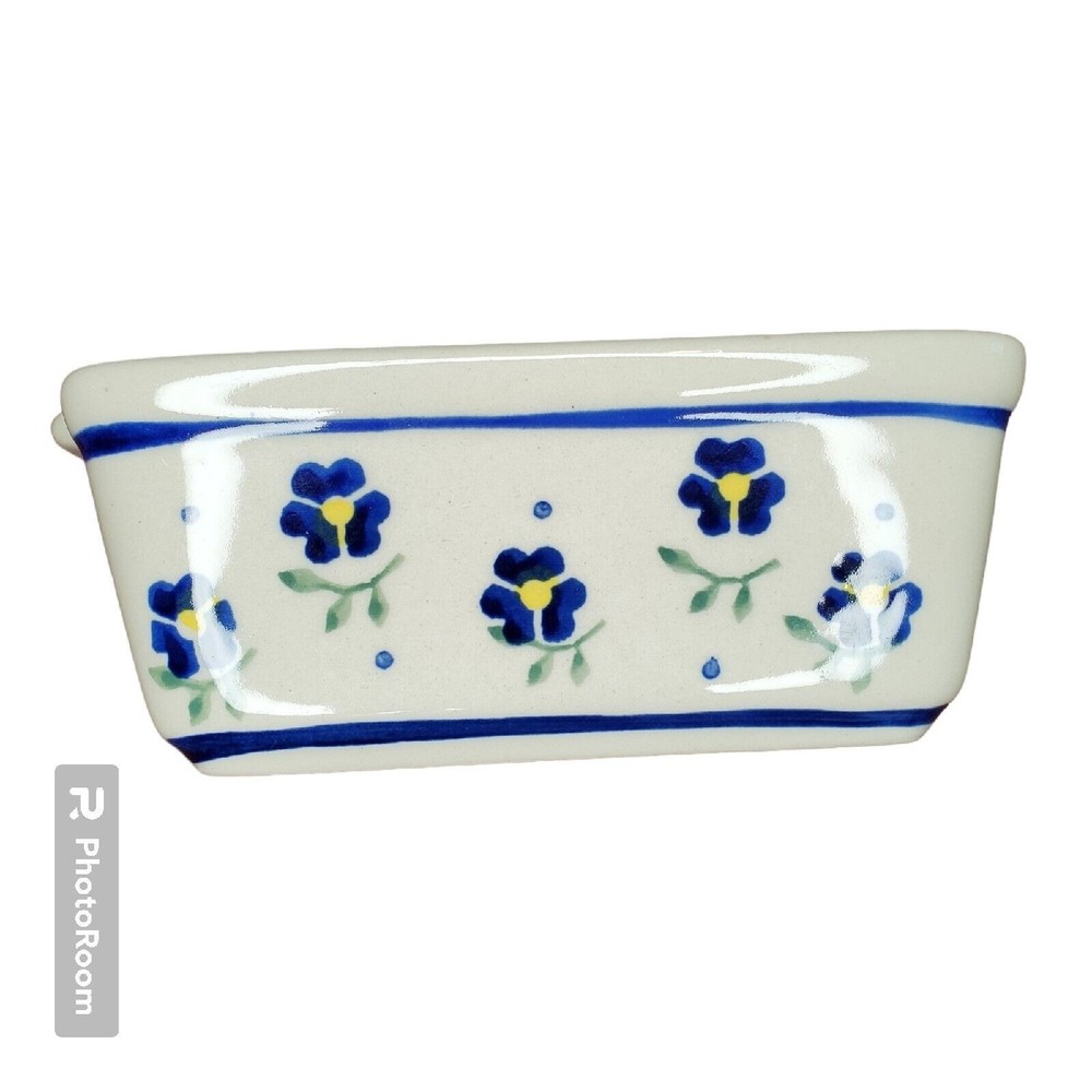 Polish Pottery 501 Ceramica Boleslawiec Mini Loaf Dish Pan Blue Green Yellow